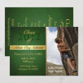 男の子の卒業の招待状のヴィンテージの緑のクラス 招待状 (正面/裏面)