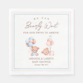 男の子の双子テディベア赤ちゃんシャワー スタンダードランチョンナプキン (正面)