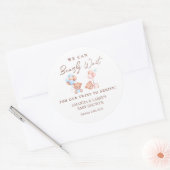 男の子の双子テディベア赤ちゃんシャワー ラウンドシール (封筒)