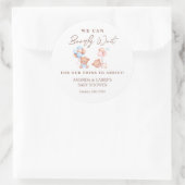 男の子の双子テディベア赤ちゃんシャワー ラウンドシール (バッグ)