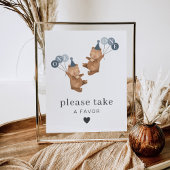 男の子の双子 - クマのパーティー帽子 - 一緒に1歳の誕生日 招待状