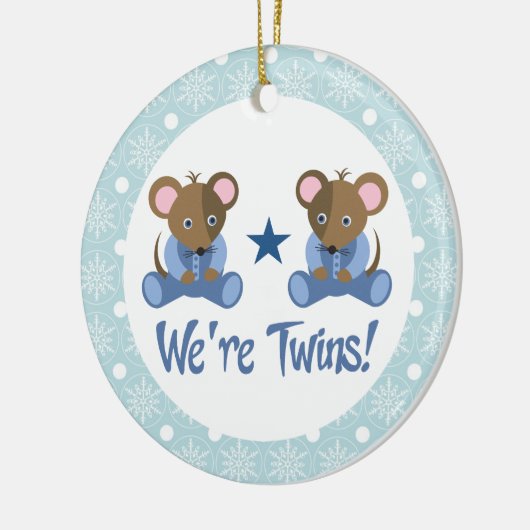 男の子の双生児のベビーのネズミの記念品のオーナメントのギフト セラミックオーナメント (左)