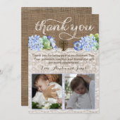 男の子の双生児の洗礼は2つの写真が付いているノート感謝していしています ノートカード (正面/裏面)