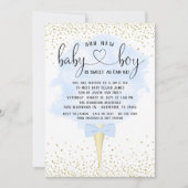 男の子の口と綿菓子ベビーシャワーを見る 招待状 (正面)