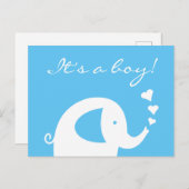 男の子の可愛い象の出産案内カードです 案内ポストカード (正面/裏面)