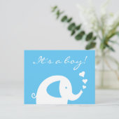 男の子の可愛い象の出産案内カードです 案内ポストカード (スタンド正面)
