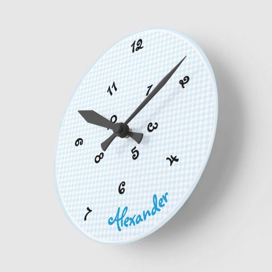 男の子の名前おもしろい混乱した時間かわいい子供部屋ルーム ラウンド壁時計 (傾斜)