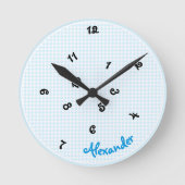 男の子の名前おもしろい混乱した時間かわいい子供部屋ルーム ラウンド壁時計 (正面)