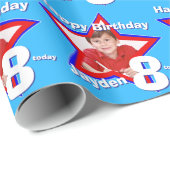 男の子の名前の年齢あなたのフォトスターパターンを追加 ラッピングペーパー (ロールコーナー)