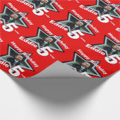 男の子の名前の年齢あなたのフォトスターパターンを追加 ラッピングペーパー (角)