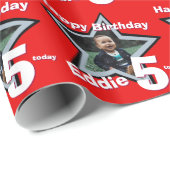 男の子の名前の年齢あなたのフォトスターパターンを追加 ラッピングペーパー (ロールコーナー)