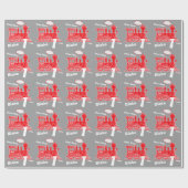 男の子の名前の年齢の電車ロコレッドグレー1歳の誕生日 ラッピングペーパー (フラット)