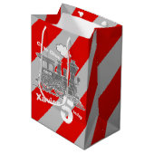 男の子の名前の年齢トレインのロコグレー5歳の誕生日 ミディアムペーパーバッグ (正面アングル)