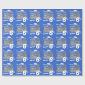 男の子の名前の年齢トレインのロコブルー灰色の誕生日 ラッピングペーパー (フラット)