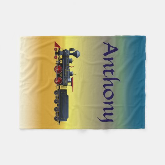 男の子の名前をカスタムするの列車の一定のフリース フリースブランケット (正面(横))