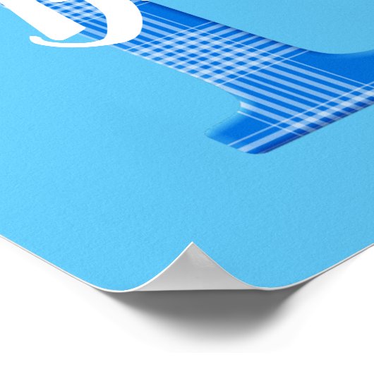 男の子の名前オーダーメイドのチェック柄イニシャルB ポスター (角)