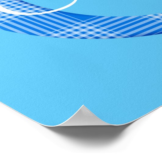 男の子の名前オーダーメイドのチェック柄イニシャルC ポスター (角)