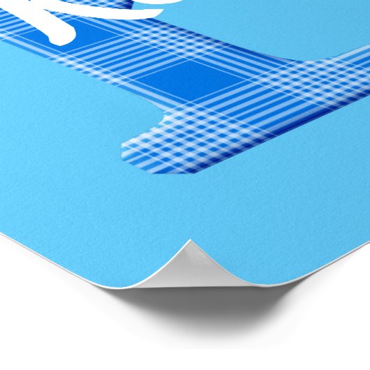 男の子の名前オーダーメイドのチェック柄イニシャルK ポスター (角)