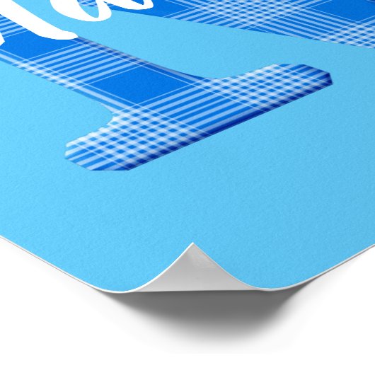 男の子の名前オーダーメイドのチェック柄イニシャルM ポスター (角)