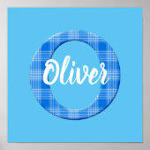 男の子の名前オーダーメイドのチェック柄イニシャルO ポスター (正面)