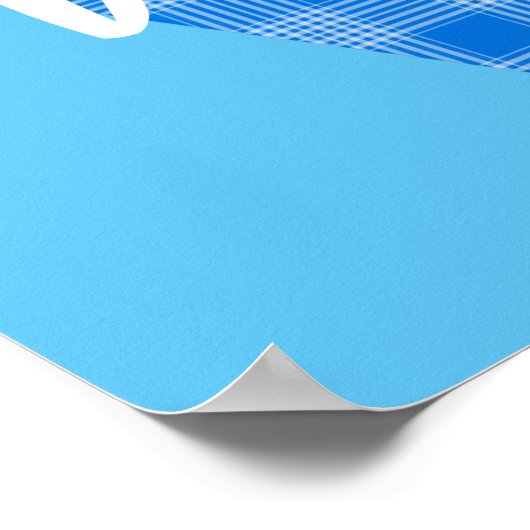 男の子の名前オーダーメイドのチェック柄イニシャルV ポスター (角)