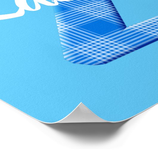 男の子の名前オーダーメイドのチェック柄イニシャルZ ポスター (角)