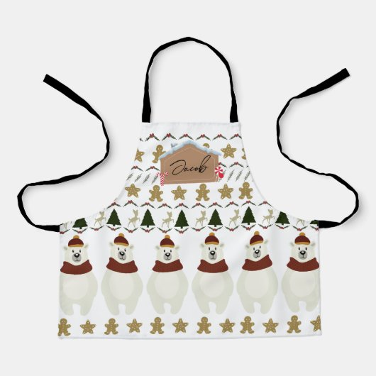 男の子の名前クリスマスエプロン エプロン (正面)