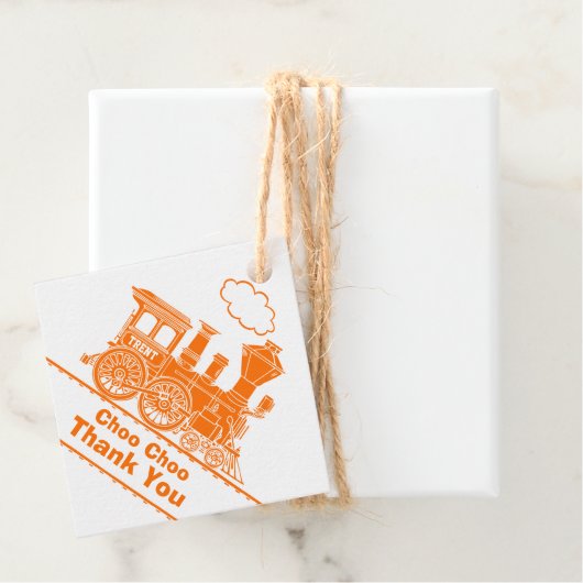 男の子の名前トレインロコオレンジ白い誕生日感謝してい フェイバータグ (インサイチュ)