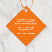 男の子の名前トレインロコオレンジ白い誕生日感謝してい フェイバータグ (裏面)