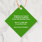 男の子の名前トレインロコグリーン白い誕生日感謝してい フェイバータグ (裏面)