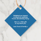 男の子の名前トレインロコブルー白いバースデー感謝していタユー フェイバータグ (裏面)