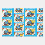 男の子の名前誕生日土産トラック ラッピングペーパーシート (正面3)