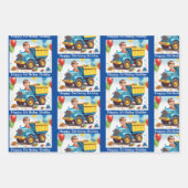 男の子の名前誕生日土産トラック ラッピングペーパーシート (正面2)