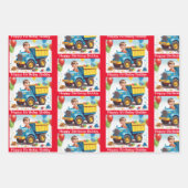 男の子の名前誕生日土産トラック ラッピングペーパーシート (正面)
