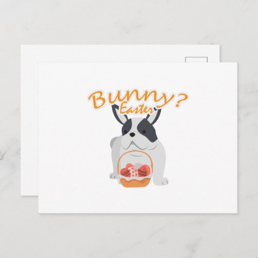 男の子の女のおもしろい子のためのブルドッグイースター犬の子犬を愛する シーズンポストカード (正面/裏面)