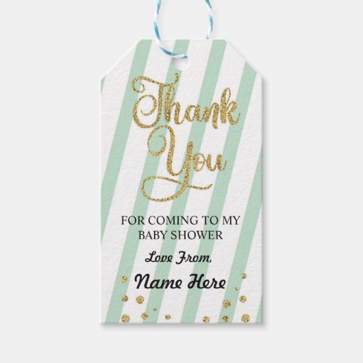 男の子の女の子ありがとう赤ちゃんシャワーMint Gender Reveal ギフトタグ (正面)