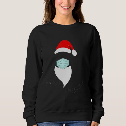 男の子の女の子のためのサンタマスクのクリスマスツリーライト スウェットシャツ (正面)