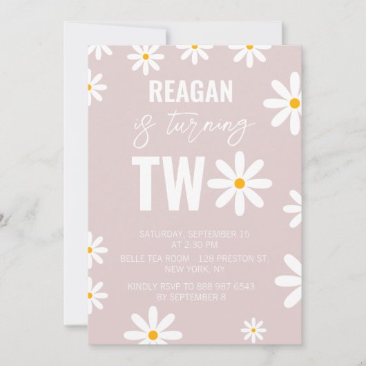 男の子の女の子のための第2の誕生日パーティー用品 招待状 (正面)