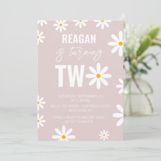 男の子の女の子のための第2の誕生日パーティー用品 招待状 (スタンド正面)