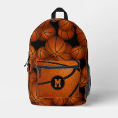 男の子の女の子のモノグラムのバスケットボールのパターン プリントバックパック (正面)