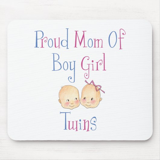 男の子の女の子の双生児の誇り高いお母さん マウスパッド (正面)