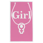 男の子の女の子の性を明かす赤ちゃんシャワーパーティーピンクの青 スモールペーパーバッグ (裏面)