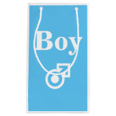 男の子の女の子の性を明かす赤ちゃんシャワーパーティーピンクの青 スモールペーパーバッグ (正面)