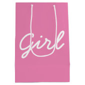 男の子の女の子の性を明かす赤ちゃんシャワーパーティーピンクの青 ミディアムペーパーバッグ (裏面)