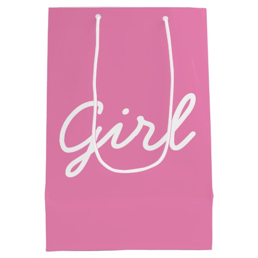 男の子の女の子の性を明かす赤ちゃんシャワーパーティーピンクの青 ミディアムペーパーバッグ (裏面)