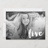 男の子の女の子の第5誕生日の第5写真の上敷 招待状 (正面)