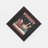 男の子の女の子サンタクロース乗りキリンそり醜い スタンダードランチョンナプキン (角)