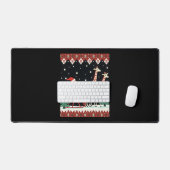 男の子の女の子サンタクロース乗りキリンそり醜い デスクマット (キーボード&マウス)