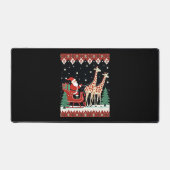 男の子の女の子サンタクロース乗りキリンそり醜い デスクマット (正面)