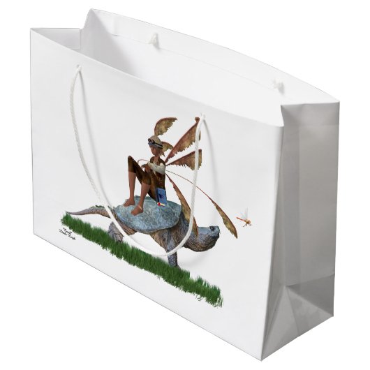 男の子の妖精に亀に乗る抱き枕 ラージペーパーバッグ (裏面アングル)